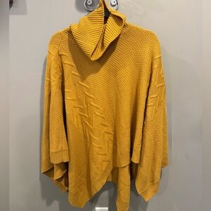 Simplee Apparel Mustard Yellow Turtleneck Poncho Sweater